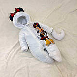 Спальник + махровий комбінезон для новонароджених дівчаток, принт Мінні у шотландському стилі, фото 4