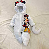 Спальник + махровий комбінезон для новонароджених дівчаток, принт Мінні у шотландському стилі, фото 6