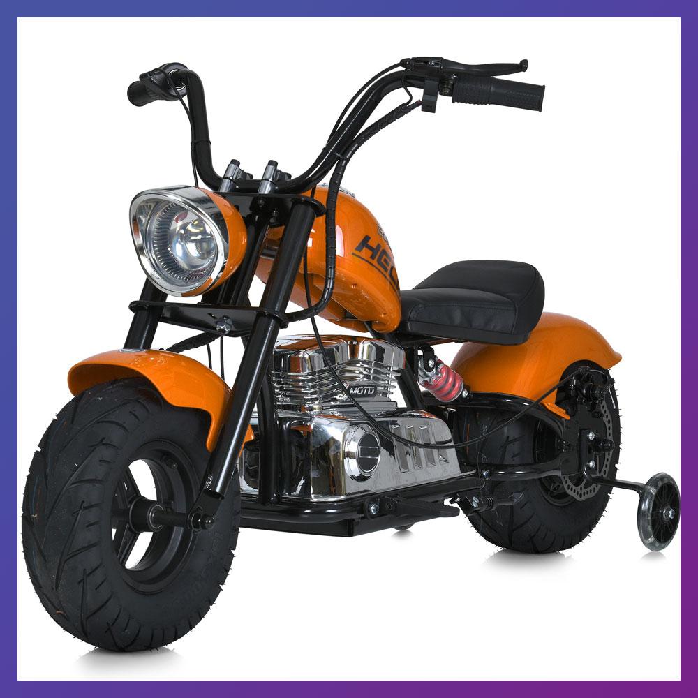 Дитячий електро мотоцикл двоколісний на акумуляторі Harley-Davidson M 6016 для дітей 3-8 років Жовтогарячий