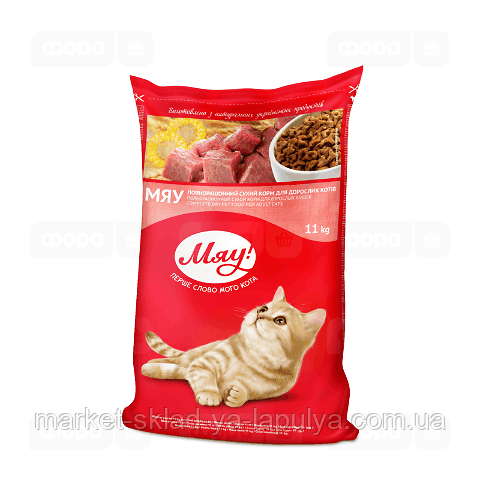 Сухий корм Мяу 11 кг з Мясом, фото 1