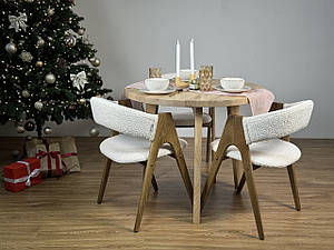 Круглий кухонний стіл "Трест" із масиву дерева ясен та 3 стільці "Джим"