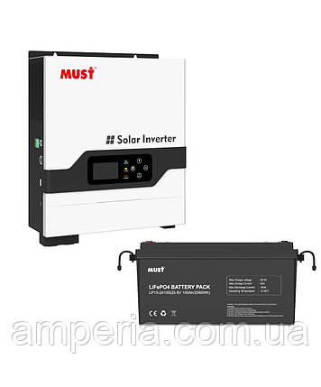 Комплект Інвертор гібридний Deye SUN-6k-SG05LP1-EU 6kW 1ф 48V + Акум. батарея LUX-E-48100LG03 Felicity, фото 1