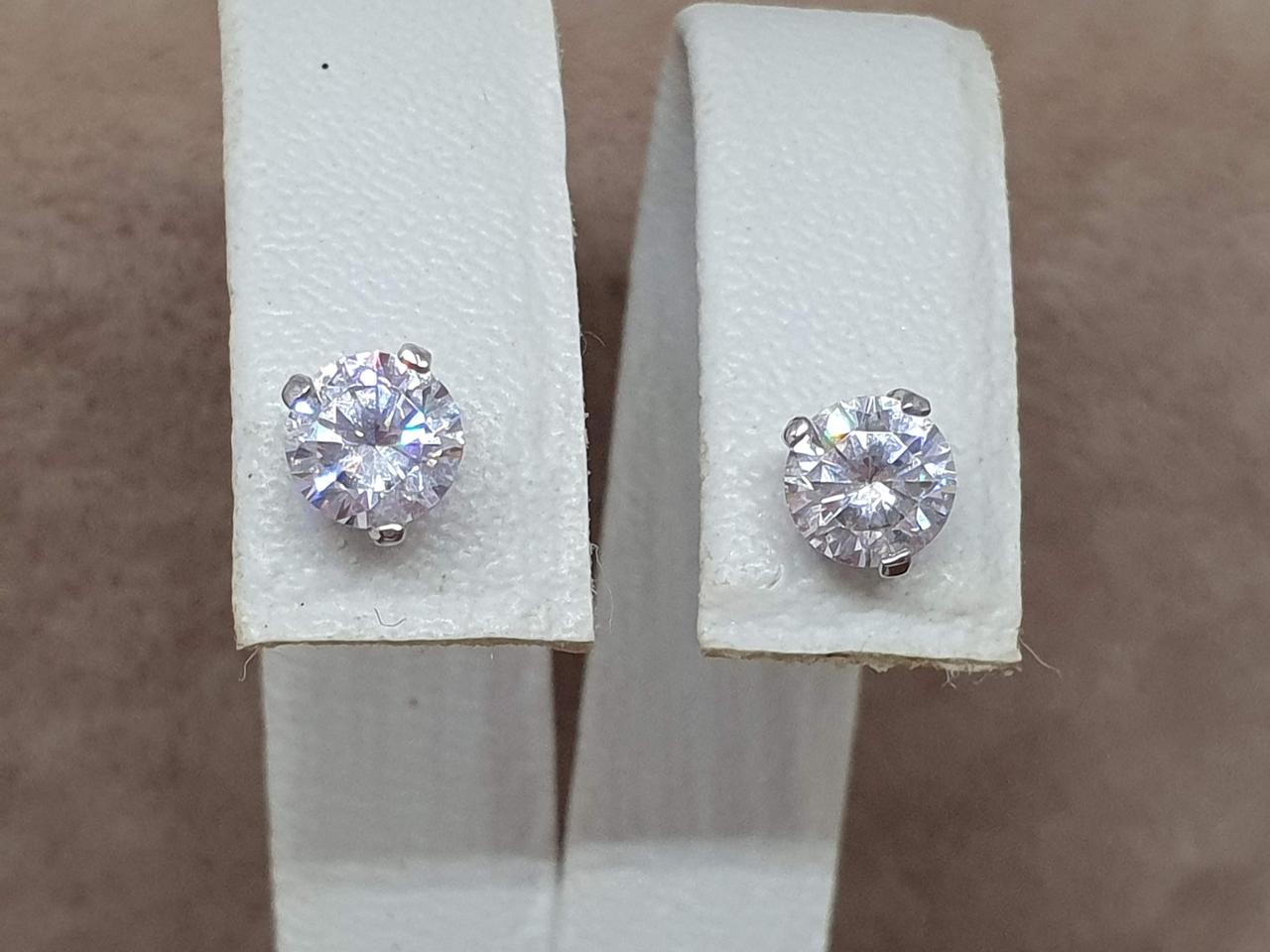 Золоті сережки-пуссети з фіанітами. 3531658