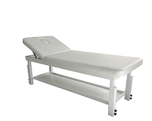Масажний стіл дерев'яний ДВУХ-секційний Ш-75 см біла масажна кушетка для СПА KP-11 WHITE & SNOW