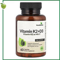 Вітамін K2 + D3 (5000 МО) з вітаміном K2 у формі МК-7, 60 капсул, Futurebiotics, США