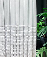 Тюль льон у смужку EFSER- Білий