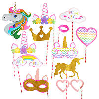 Фотобутафорія Єдиноріг для дітей 12 деталей різнобарвний