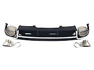 Дифузор ( заднього бампера ) Black Silver / Chrome Pipe ( в стилі RS4 ) на AUDI A4 B9 2015-2019 року
