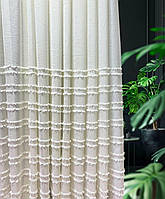 Тюль льон у смужку EFSER- Кремовий