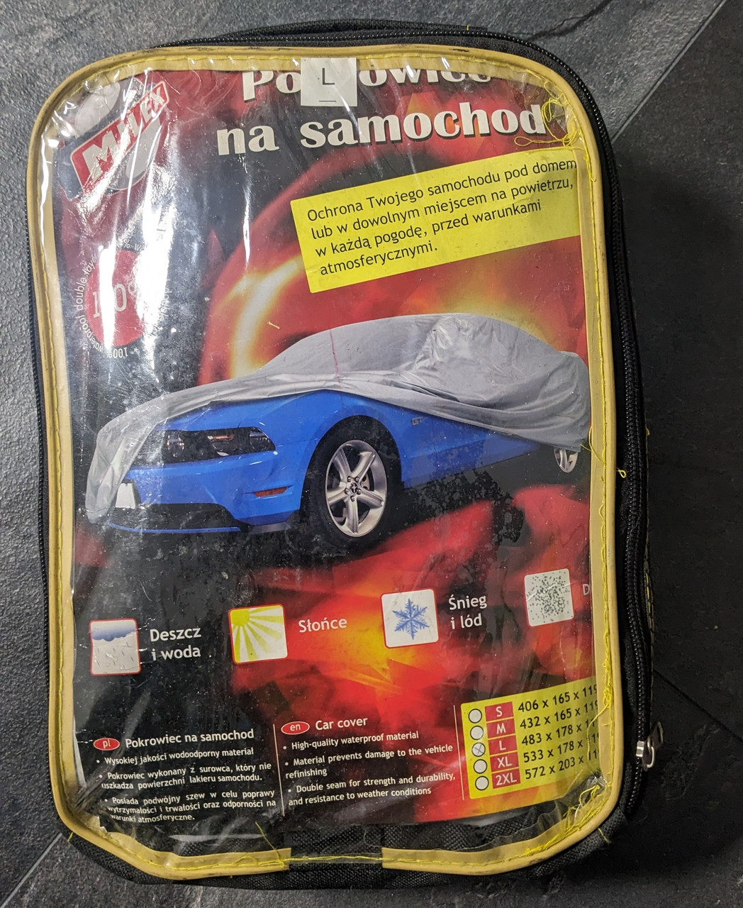 Автомобільний тент MILEX Polyester L 483x178x115 см непромокальний сірого кольору
