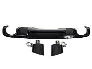 Дифузор ( заднього бампера ) Full Black / Black Pipe ( в стилі RS4 ) V1 S-Line на AUDI A4 B9 2015-2019 року