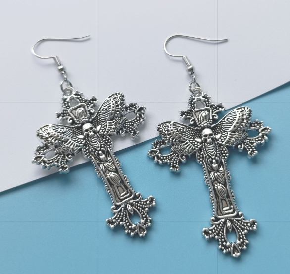 Сережки хрести метелик бражник крилами в корейському стилі y2k готика Fashion Jewerly (SVS)