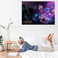 Плакат-постер на стіну з оригінальним принтом аніме-мультсеріалу Arcane Аркейн «Jinx Джинкс Isha Іша у барі»
