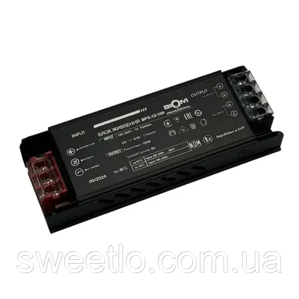 Блок живлення BIOM Professional BPX-12-100 100Вт 12V 8,3A, металевий корпус, для LED стрічки, преміум, фото 1