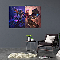 Плакат-постер на стіну з оригінальним принтом аніме-мультсеріалу Arcane Аркейн «Jinx Джинкс Vi Вай »