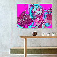 Плакат-постер на стіну з оригінальним принтом аніме-мультсеріалу Arcane Аркейн «Jinx Джинкс арт»
