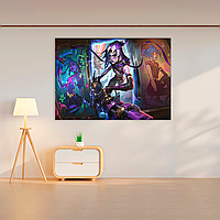 Плакат-постер на стіну з оригінальним принтом аніме-мультсеріалу Arcane Аркейн «Jinx Джинкс з кулеметом»