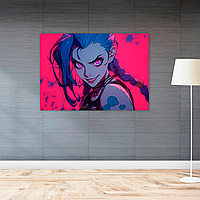Плакат-постер на стіну з оригінальним принтом аніме-мультсеріалу Arcane Аркейн «Jinx Джинкс зловістна посмішка»