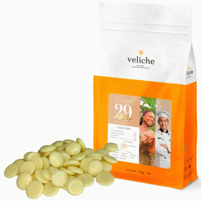 Veliche WHITE DELIGHT 29% білий шоколад у дисках, 250г, фото 1