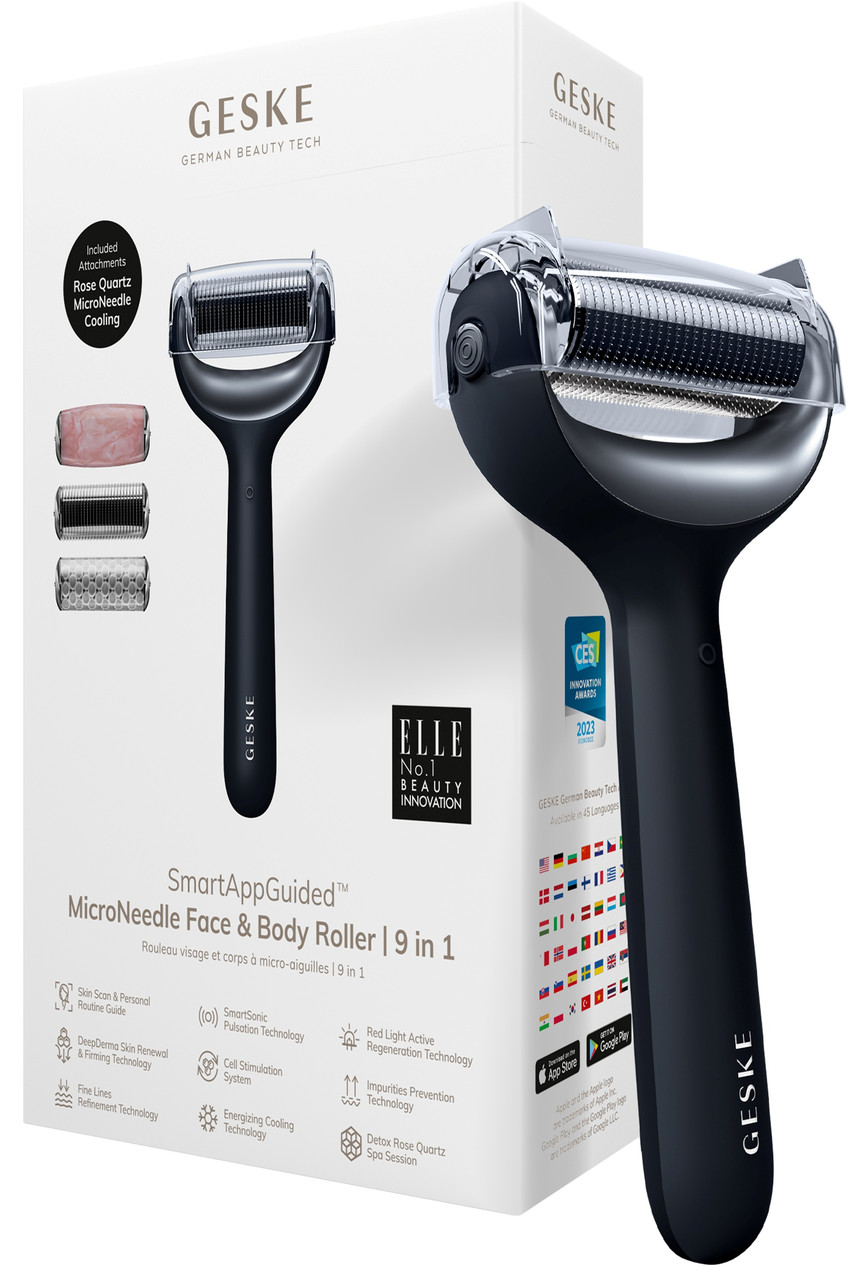 Ролер для голкової мезотерапії обличчя та тіла Geske MicroNeedle Face&Body Roller 9в1 (Black)
