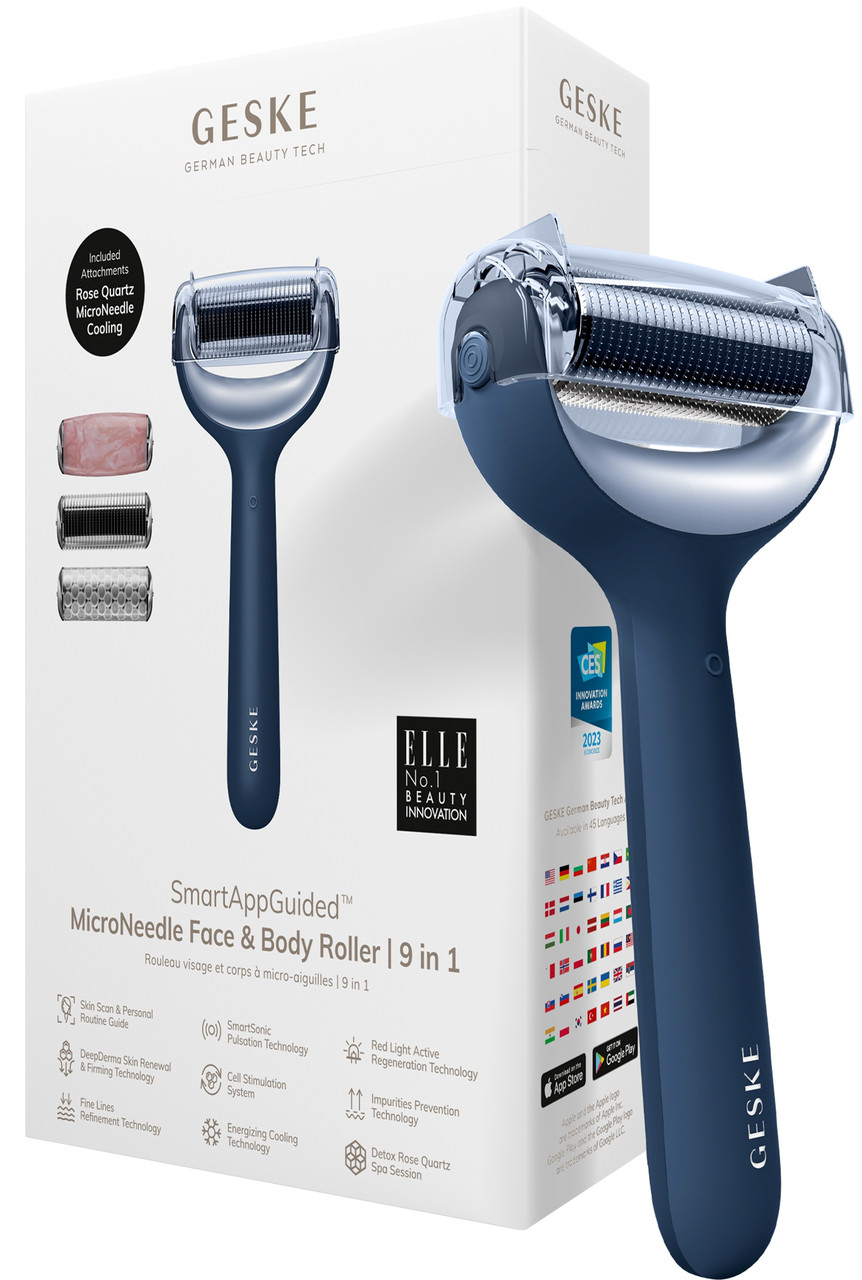 Ролер для голкової мезотерапії обличчя та тіла Geske MicroNeedle Face&Body Roller 9в1 (Midnight)