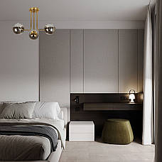 Стельова бронзова люстра з 3 графітовими плафонами-кулями "Triple Glow "(52-9908-3 BRZ+BK), фото 5