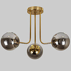 Стельова бронзова люстра з 3 графітовими плафонами-кулями "Triple Glow "(52-9908-3 BRZ+BK), фото 2