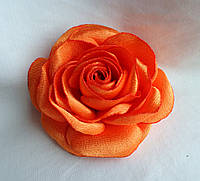 Брошь цветок из ткани ручной работы "Оранжевая роза"