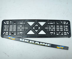 Рамка номера "защіпка"  Чорний напис - "UKRAINE"