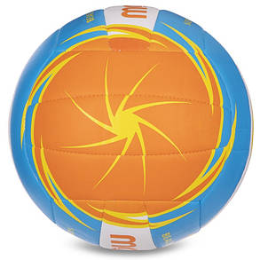 М'яч волейбольний пляжний MOLTEN Beach Volleyball 1500 V5B1500-CO-SH No5 PU блакитний-жовтогарячий, фото 3