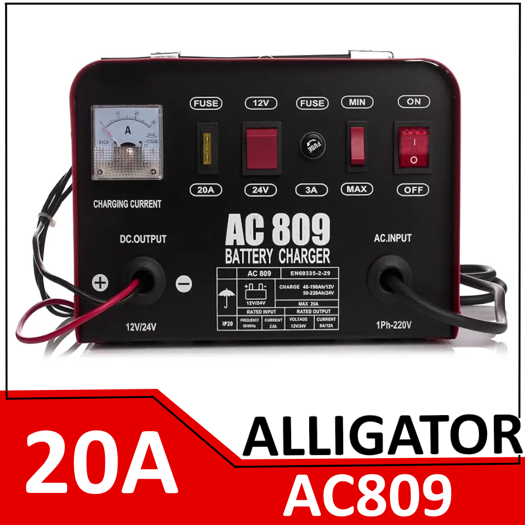 Зарядний пристрій для автомобільних акумуляторів ALLIGATOR 20A 12/24V, фото 1