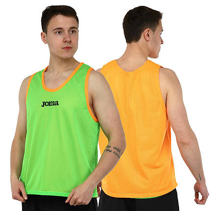 Манишка спортивна ігрова двостороння суцільна Joma 101689-050 салатовий-жовтогарячий, фото 1