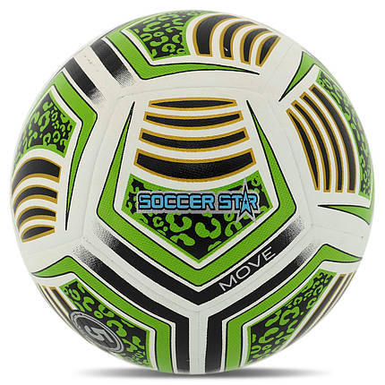 М'яч футбольний HIBRED SOCCER STAR FB-5463 No5 PU білий-зелений, фото 1