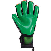 Рукавиці воротарські професійні із захистом пальців SOCCERMAX GK-001 розмір 7-11 салатовий-жовтогарячий, фото 3