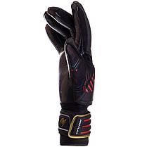 Рукавиці воротарські професійні із захистом пальців SOCCERMAX GK-003 розмір 7-11 чорний-червоний, фото 4