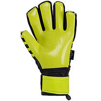 Рукавиці воротарські професійні із захистом пальців SOCCERMAX GK-004 розмір 7-11 жовтий-чорний-салатовий, фото 3