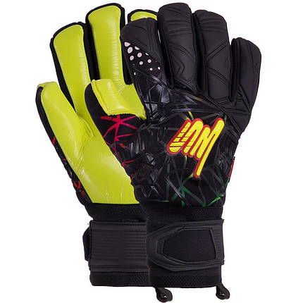 Рукавиці воротарські професійні із захистом пальців SOCCERMAX GK-007 розмір 7-11 чорний-жовтий, фото 1
