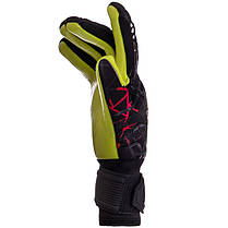 Рукавиці воротарські професійні із захистом пальців SOCCERMAX GK-007 розмір 7-11 чорний-жовтий, фото 4