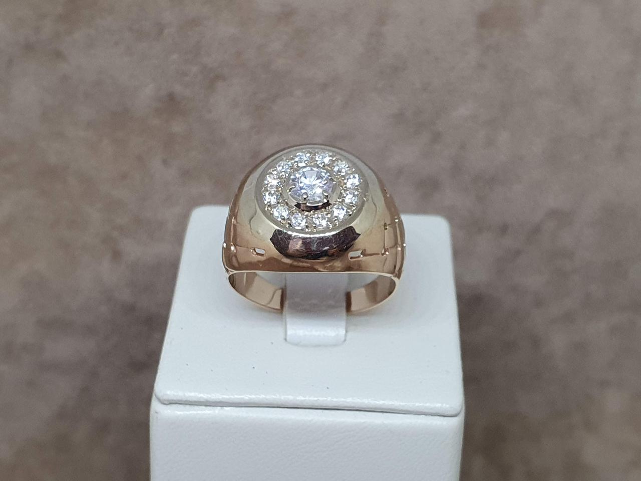 Золоте кільце для чоловіка з фіанітами. 3521489