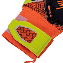 Рукавиці воротарські професійні із захистом пальців SOCCERMAX GK-011 розмір 7-11 жовтогарячий-жовтий, фото 5