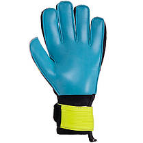 Рукавиці воротарські професійні із захистом пальців SOCCERMAX GK-012 розмір 7-11 синій-чорний-лимонний, фото 3