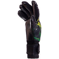 Рукавиці воротарські професійні із захистом пальців SOCCERMAX GK-015 розмір 7-11 салатовий-чорний, фото 4