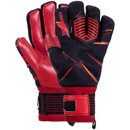 Рукавиці воротарські професійні із захистом пальців SOCCERMAX GK-016 розмір 7-11 червоний-чорний, фото 1