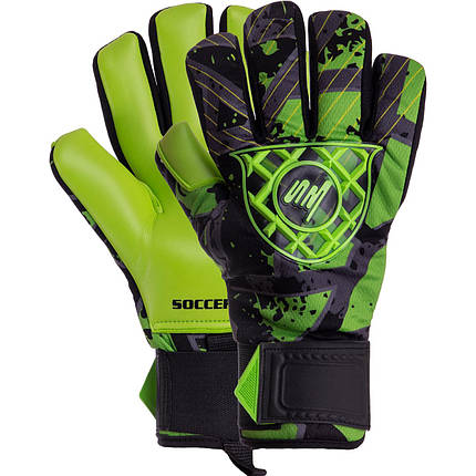 Рукавиці воротарські професійні із захистом пальців SOCCERMAX GK-017 розмір 7-11 зелений-чорний, фото 1
