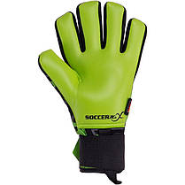 Рукавиці воротарські професійні із захистом пальців SOCCERMAX GK-017 розмір 7-11 зелений-чорний, фото 3
