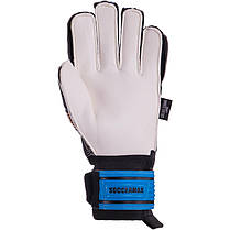 Рукавиці воротарські професійні із захистом пальців SOCCERMAX GK-023 розмір 7-11 синій-чорний, фото 3