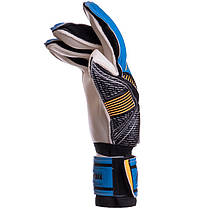 Рукавиці воротарські професійні із захистом пальців SOCCERMAX GK-023 розмір 7-11 синій-чорний, фото 4