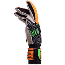 Рукавиці воротарські професійні із захистом пальців SOCCERMAX GK-024 розмір 7-11 жовтогарячий-чорний, фото 4
