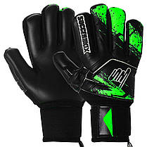 Рукавиці воротарські професійні із захистом пальців SOCCERMAX GK-4315 розмір 7-11 чорний-салатовий, фото 3