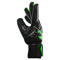 Рукавиці воротарські професійні із захистом пальців SOCCERMAX GK-4315 розмір 7-11 чорний-салатовий, фото 4